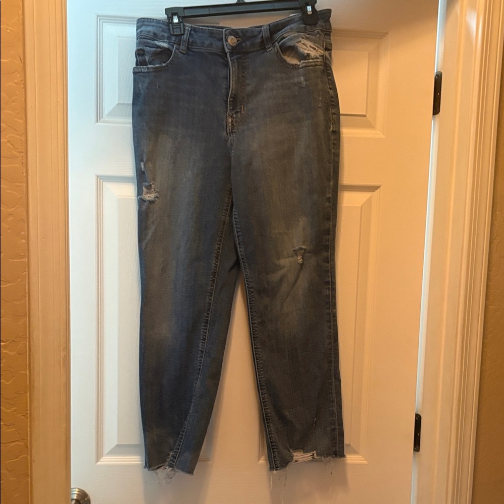 Maurices Women's Straight Leg Jeans - Classic Blue Size 12 Distressed